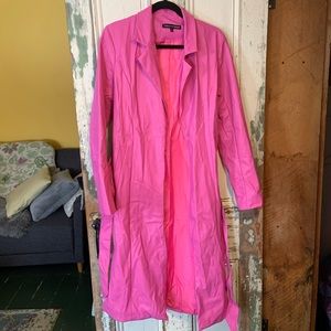 Barbie pink pleather trench coat
